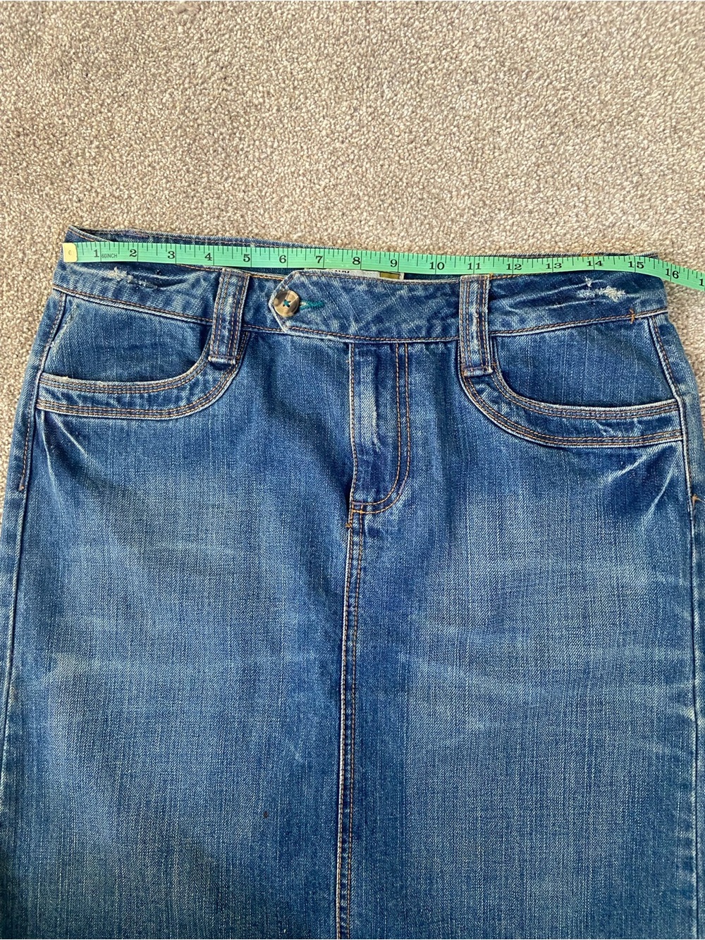 Y2K 2000s Old Navy Low Rise Raw Hem Denim Mini Skirt - Picture 11 of 12
